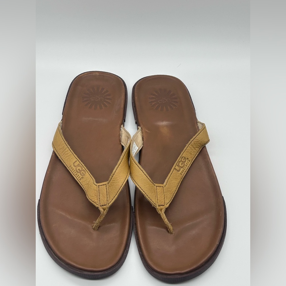 UGG Thong Leather Sandals Seaside Luggage Brown 13